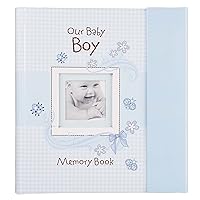 Christian Art Gifts Boy Baby Book of Memories Blue Keepsake Photo Album Our Baby Boy Memory Book Baby Book with Bible Verses, The First Year