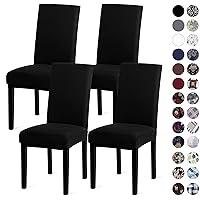 Sufdari Dining Chair Covers,Kitchen Chair Cover,Parsons Chair Slipcover,Spandex Chair Protectors for Dining Room Stretch Chairs Cover Set of 4 -Black