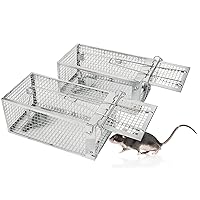 2-Pack Humane Rat Traps, Live Mouse Rat Cage Traps Catch and Release for Indoor Outdoor, Small Animals Traps, Easy to use,(10.6