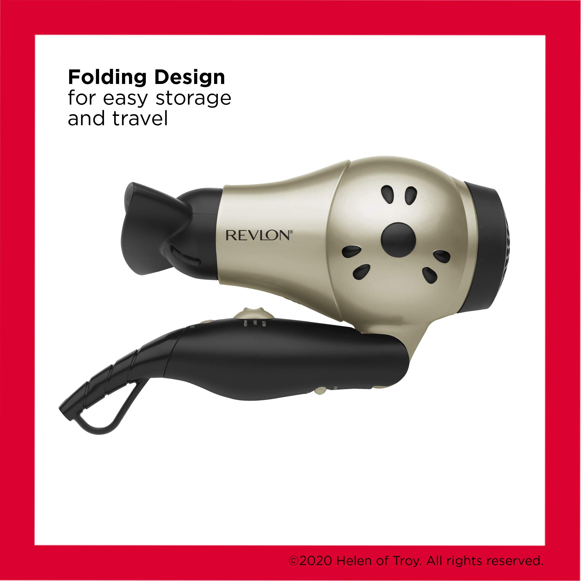 REVLON 1875W Compact Folding Handle Hair Dryer | Great for Travel