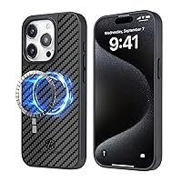 MONOCARBON Real Carbon Fiber Case for iPhone 15 Pro, Luxury Minimalist Business Style 6.1in Dropproof Cover Compatible with MagSafe,Military Grade Shockproof Anti-Scratch Rugged Protective Case