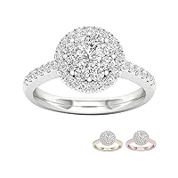 10k Gold 3/4 ct TDW IGI Certified Round Diamond Halo Engagement Ring (I-J | I2)