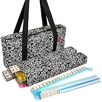 American Mahjong Set Black Paisley Soft Bag - 166 Ivory Colored Engraved Tiles, 4 All-in-One Rack/Pushers