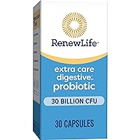 Renew Life Extra Care Probiotic Capsules, Daily Supplement Supports Immune, Digestive and Respiratory Health, L. Rhamnosus GG, Dairy, Soy and gluten-free, 30 Billion CFU, 30 Count