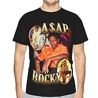 ASAP Rapper Rocky Singer T Shirt Man's Classic Sports Tee Round Neckline Short Sleeve T-Shirts Black