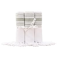BAROOGA Hand Towels for Bathroom (Set of 3) Turkish Kitchen Towels, Farmhouse Towels for Kitchen, Fringe Tea Dish Cloth Set, Quick Dry and Highly Absorbent (18 x 38 inches) (Khaki Green)