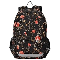 ALAZA Roses and Gold Leaves Backpack Bookbag Laptop Notebook Bag Casual Travel Daypack for Women Men Fits15.6 Laptop