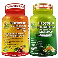 SUPPLEMENTS STUDIO Liposomal Glutathione 500mg Supplement, Master Antioxidant & Detoxifier - Bundle up with - Quercetin with Bromelain Vitamin C and Zinc with Organic Whole Food Blend