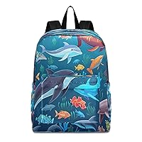 Ocean Theme Backpack for 1-12 Grade Boy Girl,School Backpack Marine Animal Toddler Bookbag Teen Backpack,16