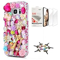 STENES Galaxy Note 8 Case - STYLISH - 3D Handmade [Sparkle Series] Bling Leopard Crown Flowers Rhinestone Design Cover Compatible with Samsung Galaxy Note 8 with Screen Protector [2 Pack] - Gold