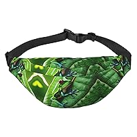 Frog Leaves Adjustable Belt Hip Bum Bag Fashion Water Resistant Hiking Waist Bag for Traveling Casual Running Hiking Cycling