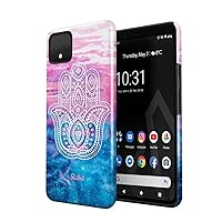Compatible with Google Pixel 4XL Case Hamsa Fatima Hand Luck Symbol Mandala Henna Paisley Landscape Mountain Pattern Heavy Shockproof Dual Layer Hard Shell+Silicone Protective Cover
