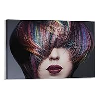 TruriM Hair Salon Hairstyle Poster Hair Design Salon Hair Salon Barber Canvas Printing Art Decoration Poster Living Room Bedroom Decoration Aesthetic Picture Frame-style 36x24inch(90x60cm)