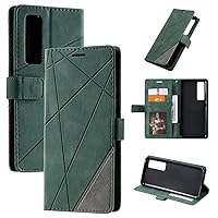 Ultra Slim Case Stand Case for Huawei nova 7 Pro 5G Skin Feel Splicing Horizontal Flip Leather Case with Holder & Card Slots & Wallet & Photo Frame Phone Back Cover (Color : Green)