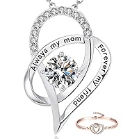 Christmas Day Mother Daughter Gift, Always My Mom Forever My Friend Pendant Necklace plus Always My Daughter Forever My Friend Bangle Bracelet, Birthday Anniversary Thanksgiving Xmas Present
