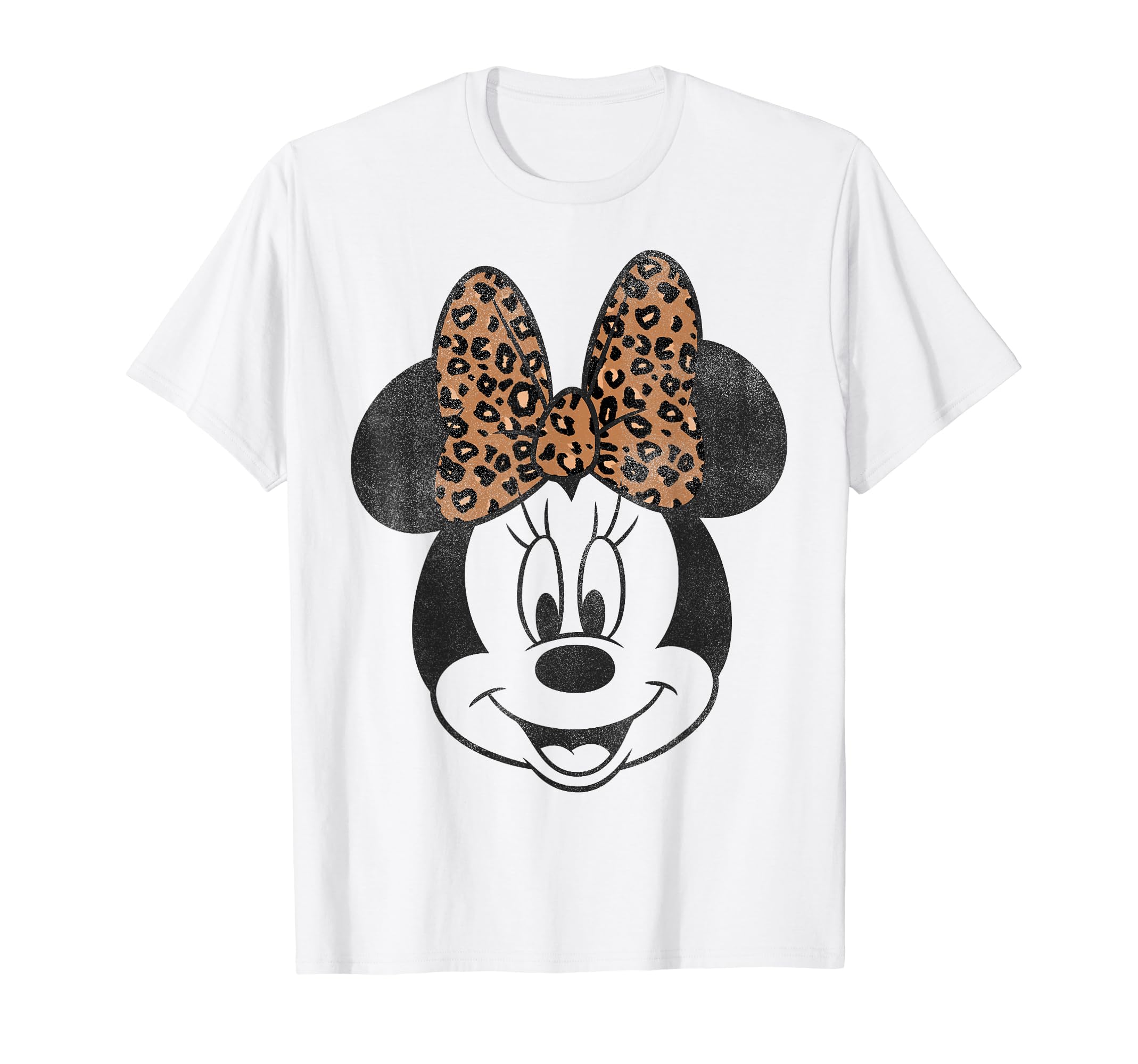 Disney Minnie Mouse Distressed Vintage Leopard Bow Portrait T-Shirt