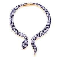 Wellotus Women's Crystal Gold Snake Choker Collar Necklace Hip Hop Statement Cuff Rhinestone Costume Party Jewelry