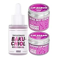 Save 15% Trio Bakuchiol Face Bundle - Bakuchiol Face Oil, Lip Scrub and Mask