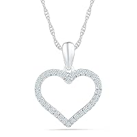 DGOLD 10KT White Gold Round Diamond Heart Pendant (1/10 cttw)