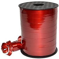 Morex Ribbon 18310/250-609 Lucky Glossy Curling Ribbon, Red, 3/8