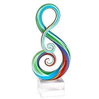 Elegant and Modern Murano Style Art Glass Colorful Centerpiece for Home Decor - Rainbow Note, 11 Inches