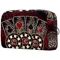 Cosmetic Bag Poker Chips Oxford Cloth Cosmetic Bags Beautiful Kind Makeup Bag Personalized Purse Pouch For Women Girl Teacher Gift 7.3x3x5.1in
