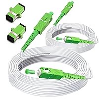 (15m - 2Pack) SC/APC to SC/APC Fiber Optic Internet Cable, Armored Single Mode Patch Cable, Fiber Optic Jumper Optical Patch Cord - SIMPLEX - 9/125um - OS1/OS2 Compatible, LSZH White