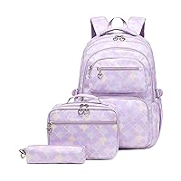 3Pcs Mermaid, Gradient Star or Dog Paw Girls Backpack Set with Lunch Bag, Backpack and Lunchbox Combo for Girls