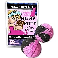 Filthy Kitty Bath Bombs - XL Bright Pink and Black Fizzers for Cat Lovers - Handcrafted, Made in America, 2 Count