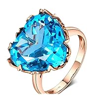 KnSam Real Gold Jewellery 18 Carat Rose Gold Rings for Women, Topaz Heart Shape Solitaire Ring Diamond Ring