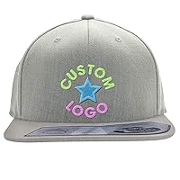 Custom Image & Text - Flexfit 110F Structured Flat Bill Snapback Hat CP06 | Embroidered Personalized Unisex Baseball Cap
