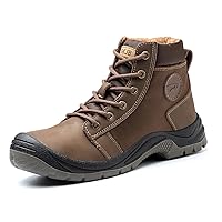 NBUUNBU Steel Toe Work Boots for Men Safety Work Shoes Slip Resistant Abrasion Resistance Leather Insulated Indestructible Boots Breathable Construction Footwear