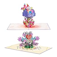 Paper Love Mothers Day Pop Up Cards 2 Pack - Includes 1 Mother's Day Mailbox and 1 Floral Best Mom Ever, For Mother, Wife, Anyone - 5