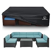 STARTWO 2 Years Lifespan Patio Furniture Covers Waterproof, Anti-UV Tear-Resistant 500D Heavy Duty 7-12 Seats Outdoor Furniture Cover for Sectional Sofa, Patio Table Cover, 126