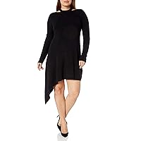 City Chic Women's Knit Dress with Asymetric Hem and Cut Out Detail
