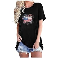 America Needs Jesus Print Tops 4th of July Patriotic Tees Womens Letter Graphic Tshirts Short Sleeve Crewneck USA Flag Shirts