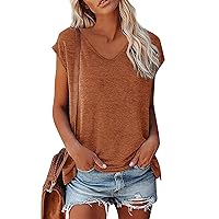 Womens Fashion Tops Spring Tops for Women 2024 Rayon Shirts for Women Womens Fitted T Shirt Plus Size Summer Outfits for Women Women's Vacation Clothing Going Out Sets Womens Brown M