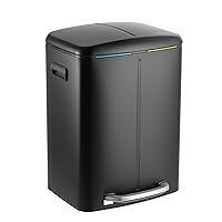 happimess HPM1005E Marco Rectangular 10.6-Gallon Double Bucket Trash Can with Soft-Close Lid, Fingerprint Resistant, Modern, Minimalistic for Home, Kitchen, Office, Bathroom, Black