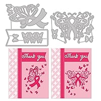 GLOBLELAND 2Pcs Breast Cancer Festival Embossing Template Pink Ribbon Carbon Steel Die Cuts Butterfly Embossing for Scrapbooking Card DIY Craft
