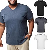 Fresh Clean Threads V Neck T Shirts for Men - Pre Shrunk Soft Fitted Premium Classic Tee - Men's T-Shirt Cotton Poly Blend