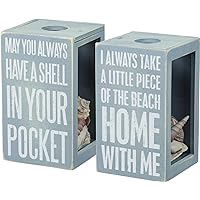 Primitives by Kathy Seashell Holder - Coastal Decor, Glass Display, Treasure Chest, Room and Bedroom Decor