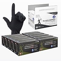 Dynarex Black Arrow Disposable Latex Exam Gloves, Powder-Free, For Healthcare, Law Enforcement, Tattoo, Salon or Spa, Black (1000, X-Large)