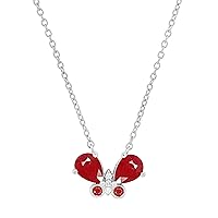 Dazzlingrock Collection 7X5 mm Pear & Round Shaped Gemstone Wings with White Diamond Dainty Butterfly Pendant with 18 Inch Silver Chain | Available in 10K/14K/18K Gold & 925 Sterling Silver