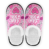 Fuzzy Spa Slippers Valentines Symbol Male and Female Pink Hearts For Girls Non Slip Home Casual Shoes