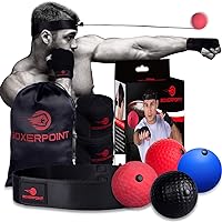 Boxing Reflex Ball for Adults and Kids - React Reflex Balls on String with Headband, Carry Bag and Hand Wraps - Improve Hand Eye Coordination, Punching Speed, Fight Reaction