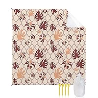 Pineapple Leaf Beach Blanket Oversized with Stakes Waterproof Sandproof Beach Mat with Corner Pockets for Outdoor Travel Camping Hiking Picnic Essentials,Geometric Moroccan Abstract Plaid 118
