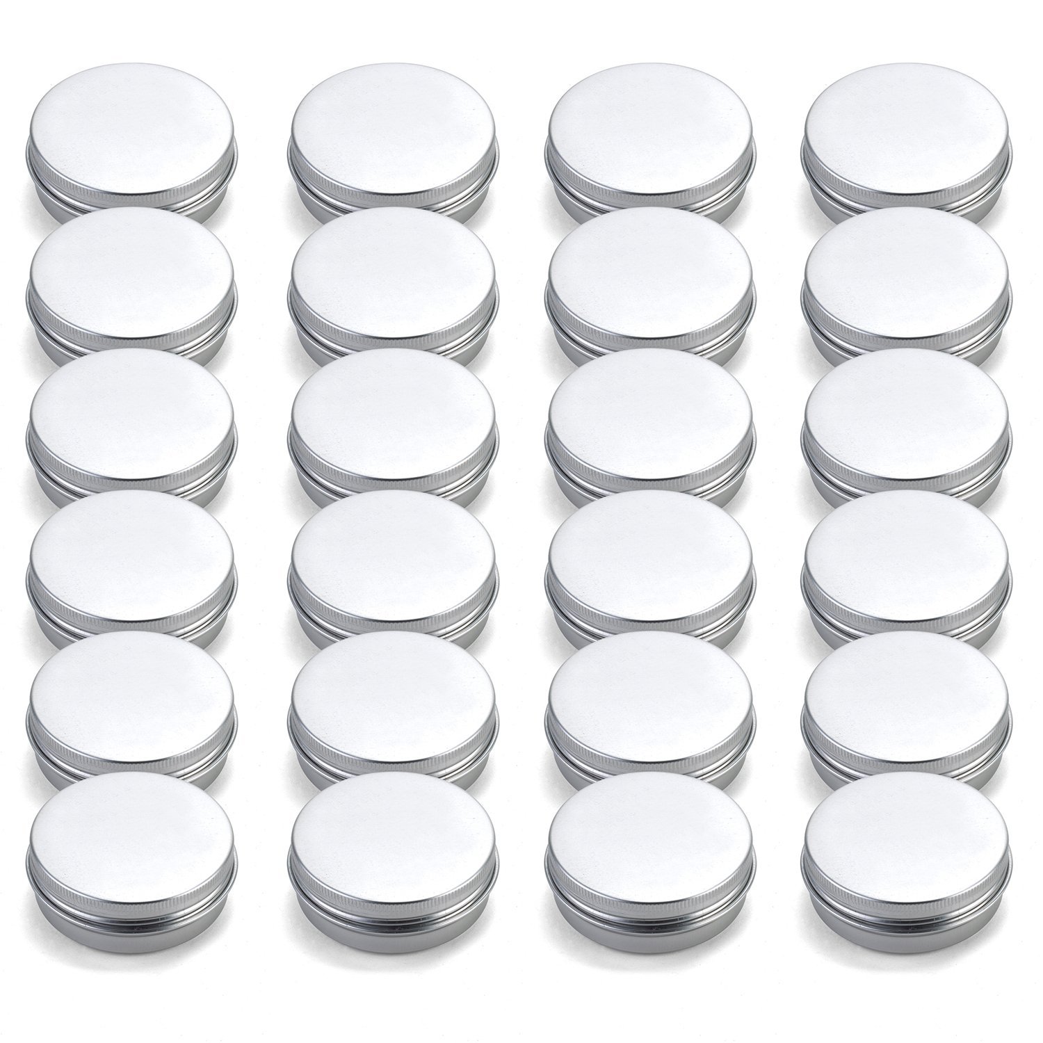 Tosnail 24 Pack 2 oz. Aluminum Round Lip Balm Tin Containers with Screw Thread Lid - Great for Spices, Candies, Tea or Gift Giving