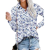 Magritta Women's Shirts Fashion Casual Loose Fit Long Sleeve Button Down Lightweight Collared Blouse Tops