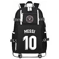Messi Multifunction Travel Backpack Large Capacity Bookbag-Soccer Stars Knapsack with USB Charging/Headphone Port