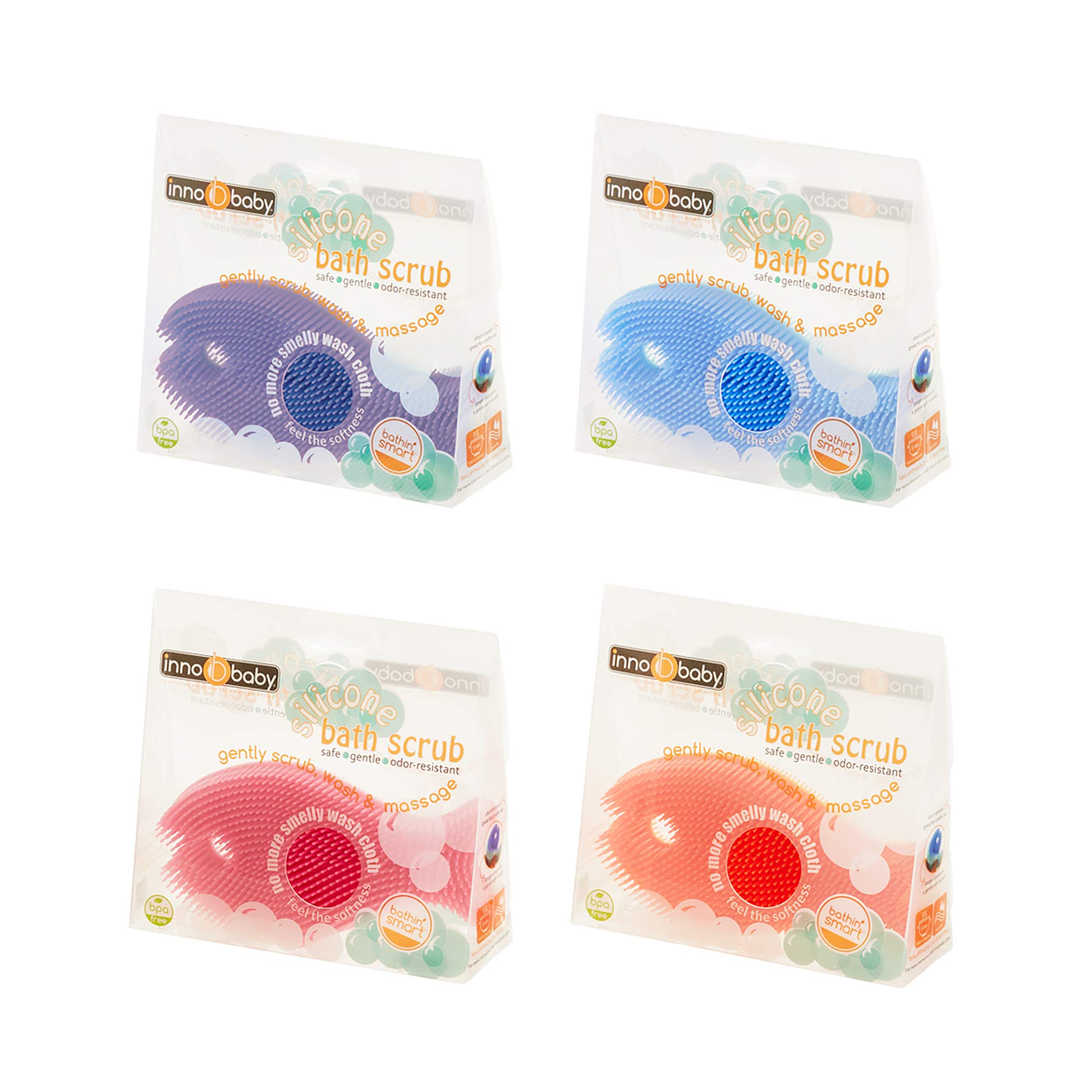 Innobaby Bathin' Smart Silicone Sensory Fish Bath Scrub for Babies and Toddlers - Purple